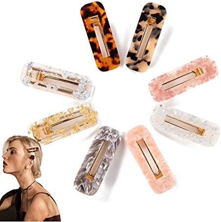 8 Pcs Acrylic Resin Hair Barrettes Fashion Geometric Alligator Duckbill Hair Clips for Women and Girls Hair Accessories