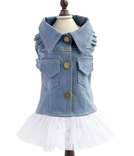 SMALLLEE_LUCKY_STORE YP0170 Small Dog Cat Classic Denim Shirt Dress Female Costume