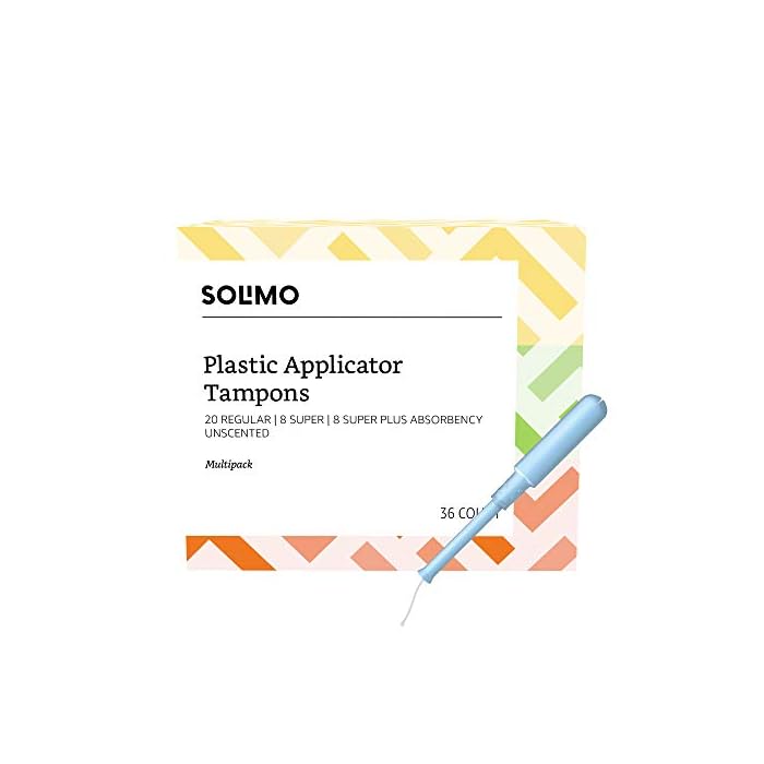 Amazon Brand - Solimo Plastic Applicator Tampons, Light Absorbency Multipack, Light/Regular/Super Absorbency, Unscented…