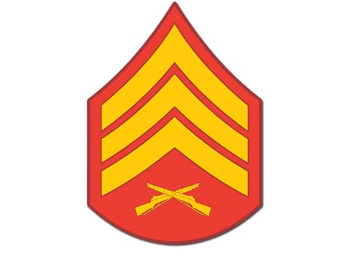 USMC Rank Sergeant Stripes Chevron Shaped Sticker (Marine Corps SSI Logo Vinyl Decal for car Truck or Laptop (3 x 4 inch) USMC Licensed