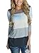 Womens o-neck Striped 3/4 Sleeve Floral Blouse Tops patchwork casual blouse Blue XXL