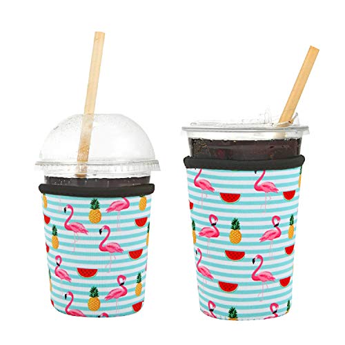 Creatyi 4 PCS Reusable Iced Coffee Sleeve Hot Coffee Sleeve Neoprene Cup Holder Drinks Sleeve Perfect for Your Coffee Drinks (16-18 oz Small, Cactus) - Thumbnail 3