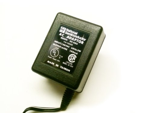 National Semiconductor AC-DC Adapter 6VOLTS DC @ 100mA 2.1mm DC Power Plug with Positive Center