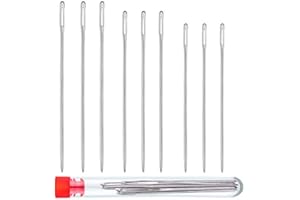 WONVOC 9 PCS Large Eye Stitching Needles - 3 Sizes Stitching Needles, 3.5inch to 4.9inch Big Eye Hand Sewing Needles for Stitching and Crafting Projects
