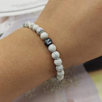 Amazon ブレスレットカップルブレスレットビーズブレスレットazアルファベットブレスレットマット瑪瑙手作り誕生日クリスマスプレゼント スポーツ アウトドア