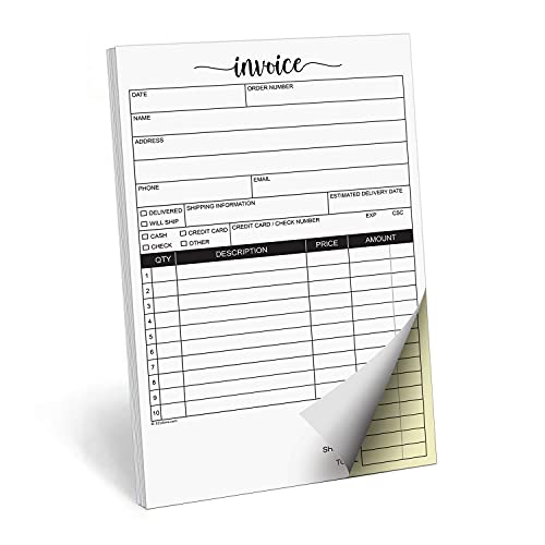 321 Done Invoice Pad, 5.5x8.5 Small 2Part Carbonless, Made in USA, Carbon Copy Sales Receipt