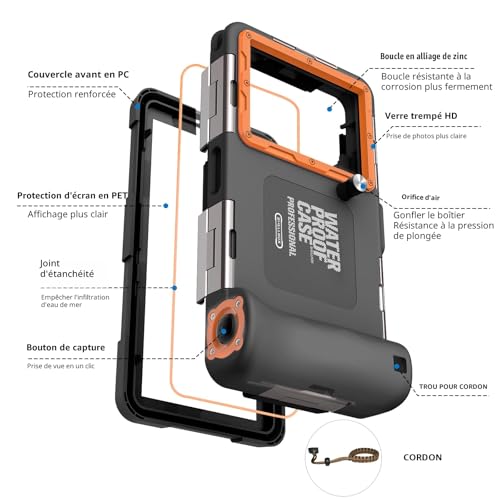 Shellbox Waterproof Smartphone Pouch IPX8 Waterproof Phone Pouch Compatible with iPhone 17e 17 Pro 17 Air 17 Pro Max 16 15 14 13 Pro Max Samsung S26 S26 Plus S25 S24