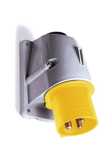 MK Commando K9732 32A 2P+E 100-130V Angled Appliance Inlets (IP44) - Yellow