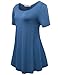 JollieLovin Women's Plus Size Tops Summer Tunic Short Sleeve Loose Fit T-Shirt to Wear with Leggings(Steel Blue,1X)