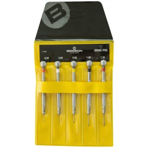 BERGEON 30080-P05 Set of 5 Screwdrivers in Wallet - HS30080-P05