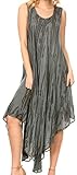 Sakkas 14801 - Kara Long Draped Sleeveless Marbled Caftan Dress/Cover up - Black - OS
