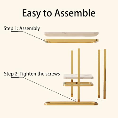 C-Shaped End Table for Sofa Bed with Storage Shelf, Space Saving Modern Side Table for Living Room, Bedroom - Nightstand, Sofa Accent Table (Black 1)