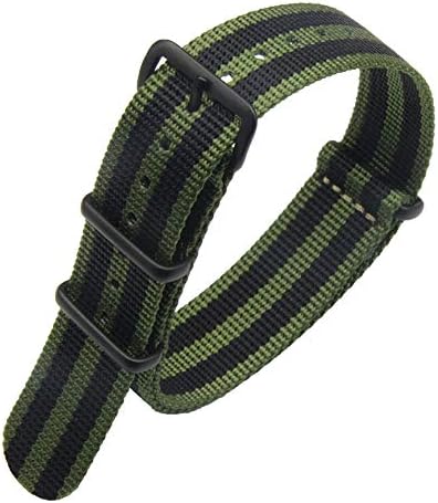 Watch Bands Nylon Black Buckle NATO Style Choice of Color, Length & Width 20mm 22mm Replacement Ballistic Straps for Men Women