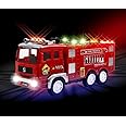 Toysery Fire Truck Toy, Realistic Fire Trucks Toddler Toys, Siren Head Toy with Vivid Lights, Bump and Go Red Fire Trucks for Kids,Fire Truck with Extending Fire Ladder - Cool Toys for Boys
