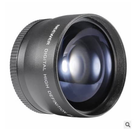 Yunir Camera 2X Zoom Lens, Professional High Definition 2X Magnification Telephoto Lens Converter Lens With 62mm Filter Front Thread, for 58mm Mount Thread Camera