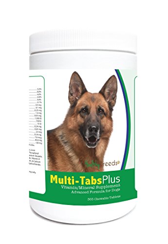Healthy Breeds Dog Multi-Tab And Mineral Supplement Chewable Tabs For German Shepherd - Over 80 Breeds – 180, 365 Chews – Formula For Young Or Senior Pets – Easier Than Liquid, Powder