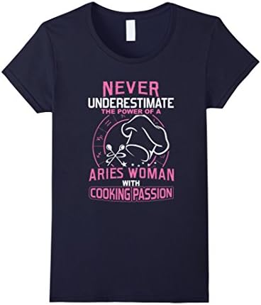 Women's Never Underestimate The Power Of A Aries Woman With Cooking Small Navy
