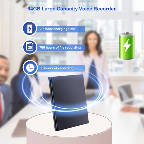 Feloyal Voice Recorder 64GB Professional Recorder with Voice Activation 60 Hours of Recording USB Rechargeable Voice Recorder for Meetings Interviews Lessons