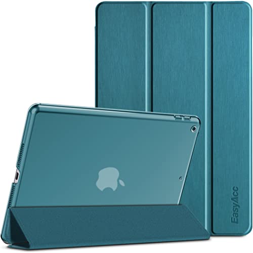 EasyAcc Case Cover Compatible with iPad 9th Generation / 8th and 7th Generation 10.2 Inch 2021 2020 2019 Model - Ultra Thin Transparent Back Case (Peacock Blue)