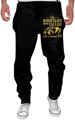 The Mountains Are Calling I Must Go Men's Active Basic Casual Jogger Fleece Pants XXL With Pockets
