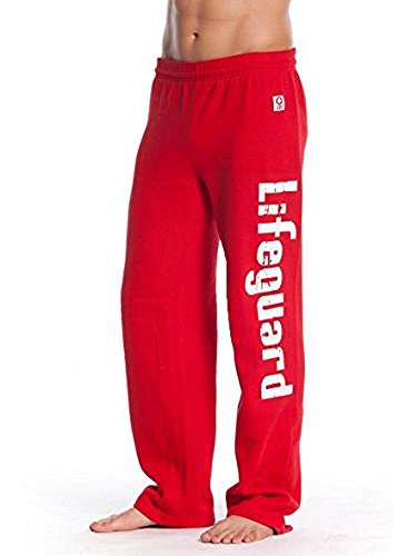 LIFEGUARD Fleece, Sweatpants with Pockets on Both Sides - Red Cotton Polyester 50/50. (Small)