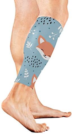 サポーター カーフスリーブ ふくらはぎ ニヤニヤして狐狸の顔 プリント 吸湿 速乾 両足入り 筋肉 疲労を減らす 伸縮 モデル着用 注目アイテム