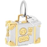 Jet Set Candy Sterling Silver Vintage Suitcase Travel Charm with Stickers