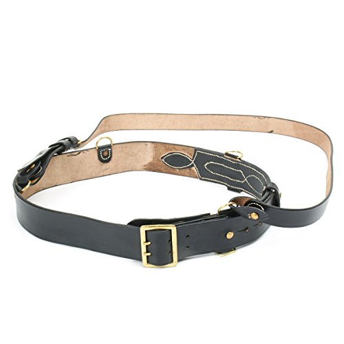 British Sam Browne Belt & Shoulder Cross Strap in Black Leather with
