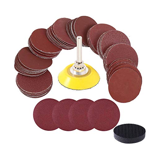 Saiper 120pcs 2 Inch Sanding Discs Pad Kit with 1/4” Shank Backing Pad + Soft Sponge Buffering Pad for Drill Grinder Rotary Tools Includes 60-2000 Grit Sandpapers, 12 different grits