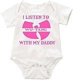 VRW I listen to WUTANG with my daddy Onesie Romper Bodysuit (6-12months, White-P)