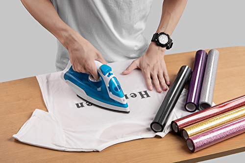 Glitter HTV vinyl - 12" x 5ft PU Heat Transfer Vinyl roll, Iron On Vinyl for Cricut & Silhouette Cameo Easy to Cut & Weed, Durable, Vibrant Color Design for T-Shirt and Other Textiles (Black)