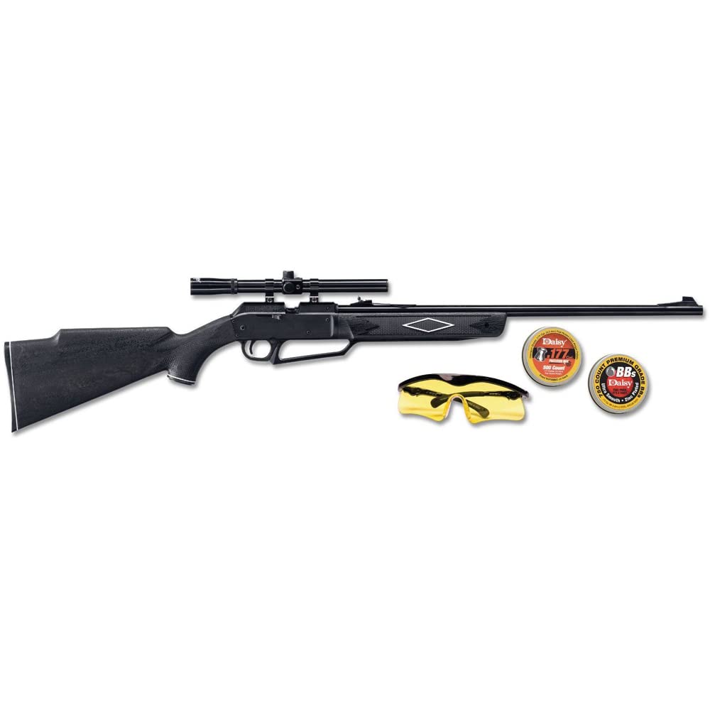 Photo 1 of *** Only***Daisy Powerline Model 880 Shadow Air Rifle Kit with 4x15 Scope - Includes 500 Count Pellets, 750 Count BBS, and Safety Glasses - 800 FPS, Multi-Pump Pneumatic - Black