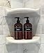 Bottiful Home-16 oz Refillable Empty Durable Translucent Amber PET Plastic Shampoo & Conditioner Bottle Set-B&W Pre-Applied Fully Waterproof Labels-100% Rust-FREE, Clog-FREE, Drip-FREE