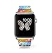 Viwell Compatible with iWatch Band 42mm 44mm, Floral Leather Band Replacement Strap for iWatch Series 5, Series 4,Series 3,Series 2,Series 1,Sport, Edition Retro Colorful Horizontal Stripes