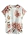 MAKEMECHIC Women's Short Sleeve Casual Floral Print Blouse Tops White XL