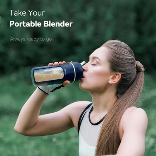 GREECHO Portable Blender, Onehanded Drinking Mini Blender for Shakes and Smoothies, 12 oz