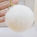 Valpeak 2pcs 9.5cm Rabbit Fur Ball Pom Pom Keychain Fluffy Fur Keychain for Women Fur Pom Pom Key Chain(White Pink)
