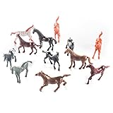 Fun Central AZ987, 12 Pcs, 2.5 Inches Assorted Vinyl Plastic Horse Toys, Horseland Horse Figures for Kids, Western Cowboy Horse Toys