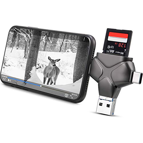 Frienda Trail Camera Viewer SD Card Reader, Memory Card Adapter 4 in 1 Compatible with iPhone, iPad, Mac, Android, Photo Video Viewer Portable for Wildlife Scouting Game Camera (Best Document Viewer For Android)