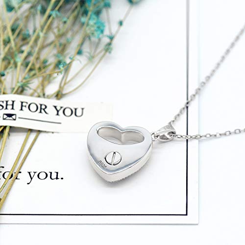 BEILIN 925 Sterling Silver Cremation Keepsake Ash Memorial Jewelry Urn Necklace for Ashes (Heart)