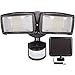 GLORIOUS-LITE 950LM Solar Lights Outdoor, 5500K Motion Sensor Security Light with Auto & Permanent On Mode, IP65 Waterproof LED Security Light, 2 Adjustable Head Solar Flood Light for Porch, Backyard