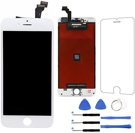 For iPhone 6 Plus Screen Replacement (White), LCD Touch Screen Digitizer Display Frame Assembly Kit with Repair Tools + Glass Screen Protector, iPhone 6 Plus 5.5 Inch Only