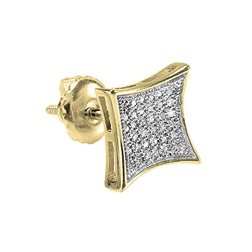 Dazzlingrock Collection 0.08 Carat (ctw) 14K White Diamond Kite Shape Men's Hip Hop Iced Stud Earring (Only 1pc), Yellow Gold