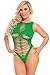 Women's Sexy One Piece Teddy Backless Shredding Lingerie Bodysuit (One Size, Green)