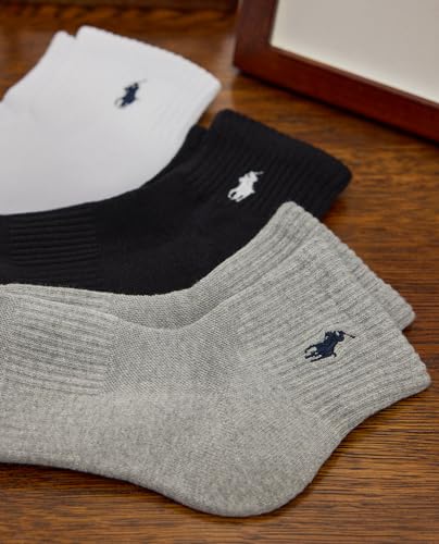POLO RALPH LAUREN Men's Classic Sport Solid Ankle Socks-6 Pair Pack-Athletic Cushioned Cotton