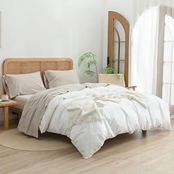 BESTOUCH Sheet Set 100% Washed Cotton Linen Feel