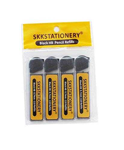 SKKSTATIONERY 440 Pcs 0.7mm HB Mechanical Pencil Lead Refills, Hi-Polymer Lead Refills, 4 Tubes, 110 Pcs/Tube.