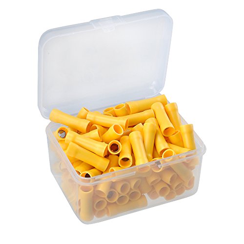HUICAO 12-10 Gauge Butt Splice Connectors, 100 Pcs Vinyl Insulated Butt Splice Wire Crimp Connectors Terminals