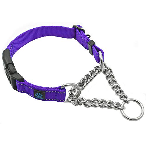Max and Neo Stainless Steel Chain Martingale Collar – We Donate a Collar to a Dog Rescue for Every Collar Sold (Small, Purple)