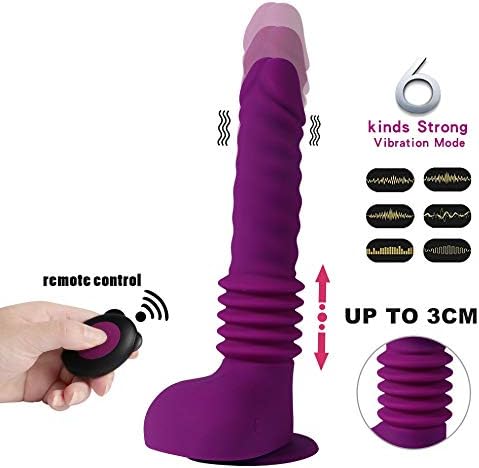 Thrusting Vibrartor for Women with 6 Powerful Modes and Super Strong Suction Cup Wireless Remote Control Rechargeable Waterproof Vibrant Toy - Purple